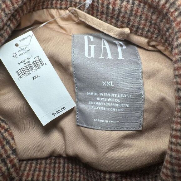 GAP Men’s XXL Houndstooth Wool Blend Jacket Brown Button Front New With Tags $18 - Picture 5 of 7